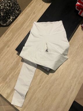 Lysse White Fold-Over Waist Leggings